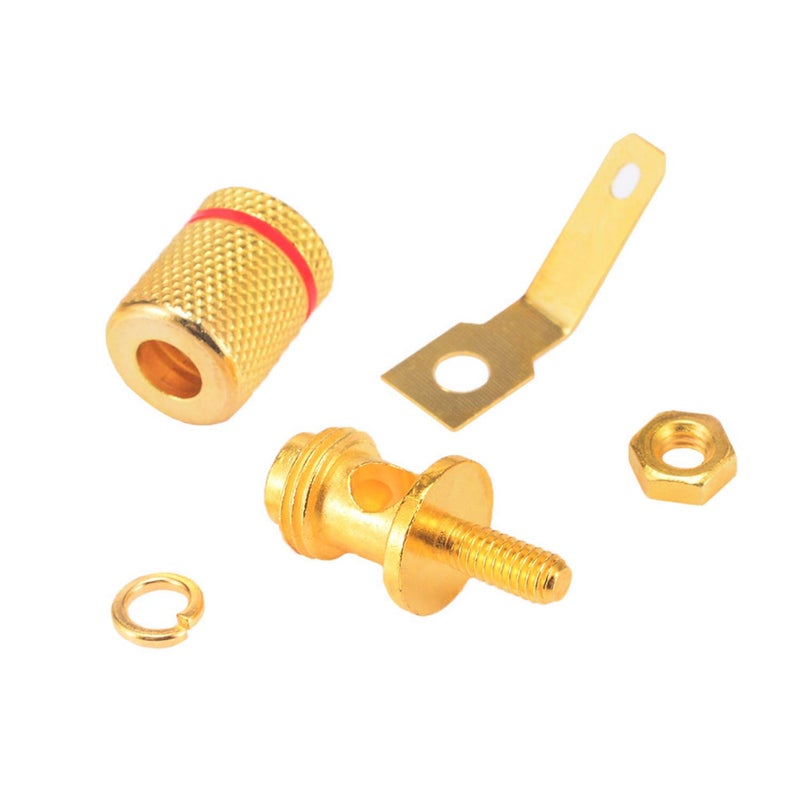 RuiLing 4-Pack 4mm Banana Jack Binding Post Gold Plated Female Socket Plug Terminal Connector for Loudspeaker Amplifier (2pcs Red and 2pcs Black Rubber Ring) - Image 3